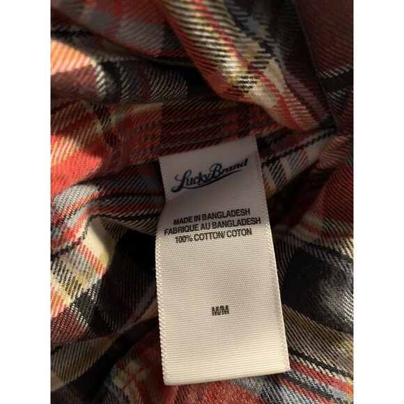 Lucky Brand Mens‎ Multicolor Red Plaid Button Long Sleeve Flannel Size Medium - Picture 8 of 12